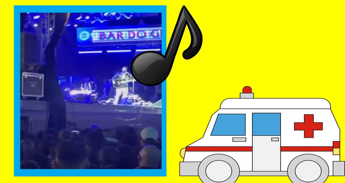 Fã de Gusttavo Lima tenta invadir palco, se apoia em caixa de som e acaba despencando em show