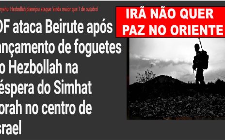 ISRAEL ataca Beirute após lançamento de foguetes do Hezbollah na véspera do Simhat Torah no centro de Israel