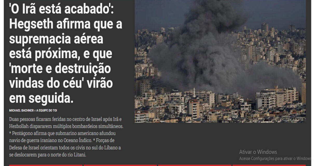 Israel afirma que a supremacia aérea está próxima, e que 'morte e destruição vindas do céu' virão em seguida.