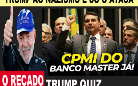 FLAVIO BOLSONARO E TRUMP CV E PCC FOTOS REPRODUÇÃO DE TELA YOUTUBE E CANAL FLAVIO BOLSONARO