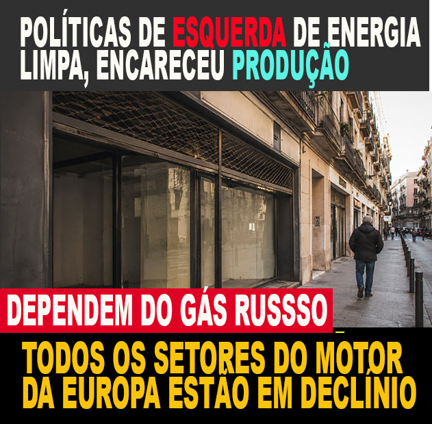 ALEMANHA - 65 mil pequenas lojas de varejo desaparecem e mais de 340 mil empregos industriais são perdidos desde 2019, à medida que as políticas de desindustrialização atingem a potência econômica da Europa