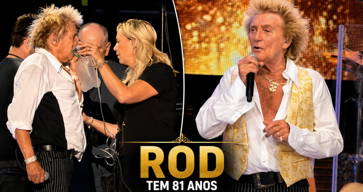 SAÚDE - O SUPER astro do rock Rod Stewart interrompe apresentação em Utah após quase desmaiar e precisa usar cilindro de oxigênio - VÍDEO