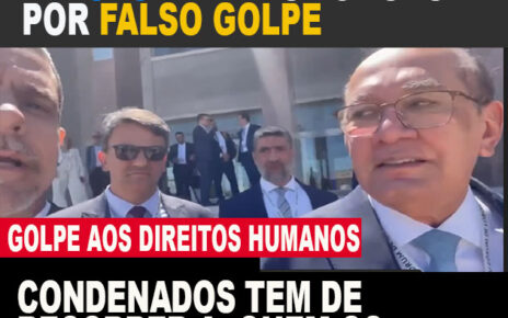 JORNALISTA PORTUGUÊS pergunta a Gilmar Mendes se ele "não tem vergonha de falso golpe" e seguranças reagem