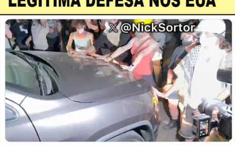 MALUCADOS - Manifestante de esquerda recebe karma instantâneo após se jogar na frente de veículo em alta velocidade em frente a centro de detenção do ICE - VÍDEO