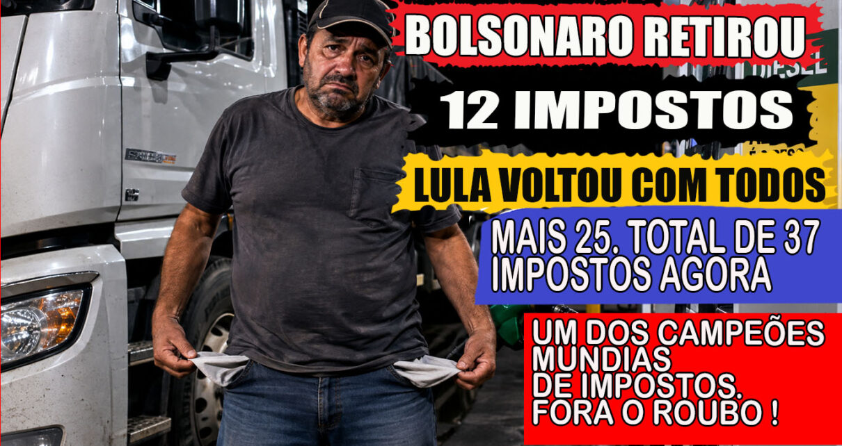 DIESEL SOBE e atinge maior preço no Brasil desde maio, diz ANP; DE CADA R$ 100,00 DE DIESEL NO TANQUE, R$ 21.00 (21%) são de impostos; NOS EUA, 6%