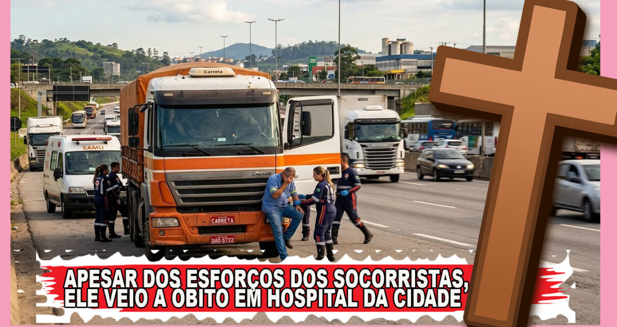 Caminhoneiro morre em rodovia de infarto; conseguiu parar parcialmente carreta no acostamento evitando uma tragédia