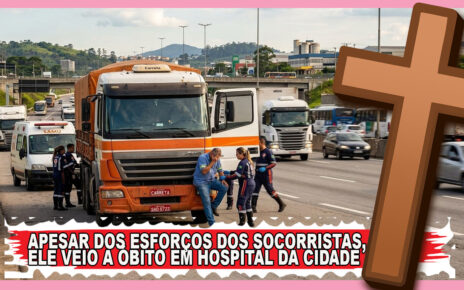 Caminhoneiro morre em rodovia de infarto; conseguiu parar parcialmente carreta no acostamento evitando uma tragédia